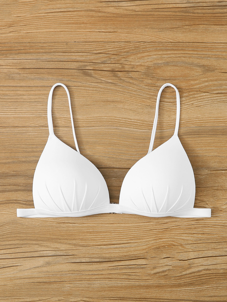 Spaghetti Strap Ruched Swimming Top, For Summer Beach Vacation - White - View 3