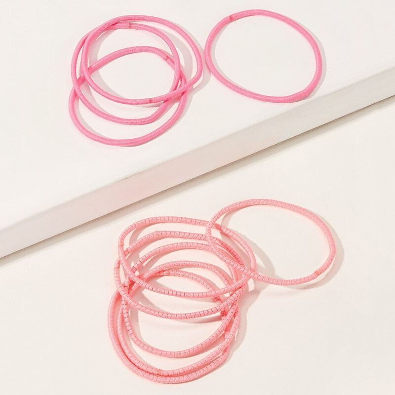 

ROMWE Plain Rope Hair Tie 10pcs, Pink