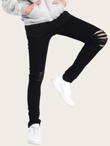 Manfinity Siyah Sökülmüş Sade Gündelik Erkek Kotları - Siyah - Görünüm 4