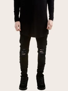 Manfinity Siyah Sökülmüş Sade Gündelik Erkek Kotları - Siyah - Görünüm 1