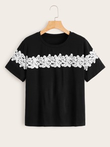 Appliques Round Neck Tee