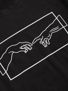 Chillumni Men Gesture Print Tee - Black - View 4