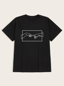 Chillumni Men Gesture Print Tee - Black - View 1