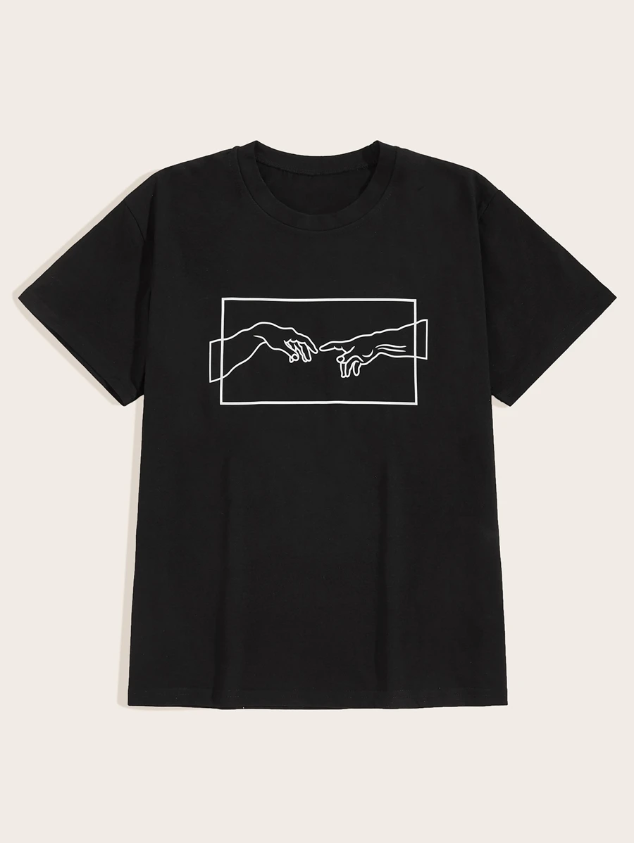 Chillumni Men Gesture Print Tee - Black - View 1