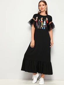 SHEIN فساتين عقدة الفراشة الشكل أسود لطيف