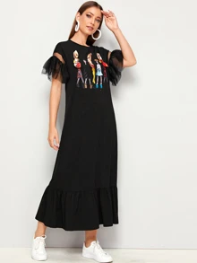 SHEIN فساتين عقدة الفراشة الشكل أسود لطيف