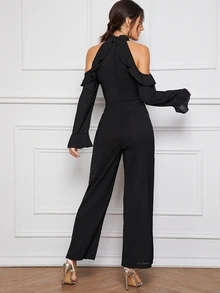 Combinaison à volants avec épaules dénudées - Noir - Voir 2