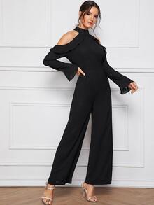 Combinaison à volants avec épaules dénudées - Noir - Voir 3