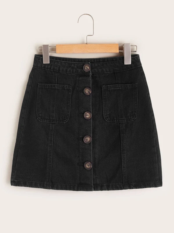 black denim skirt shein
