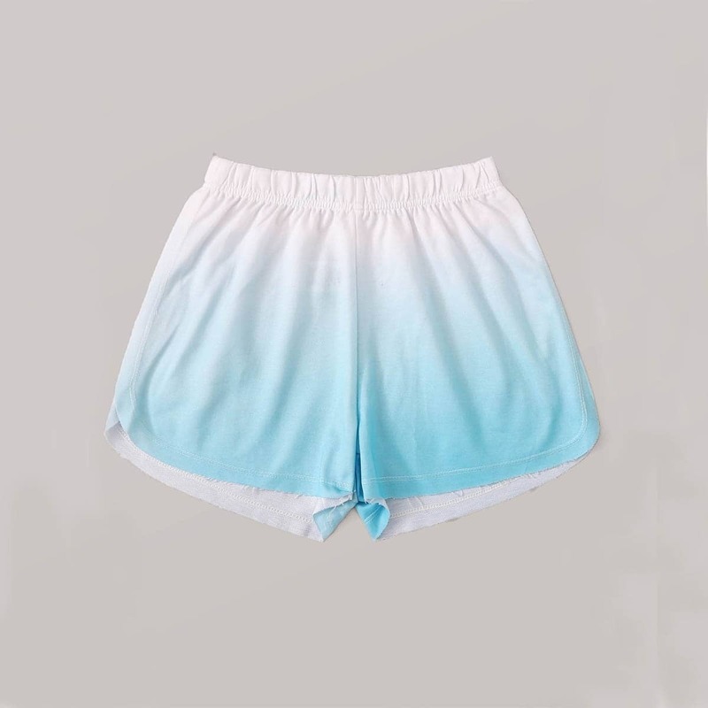 

Ombre Print Elastic Waist Shorts, Blue