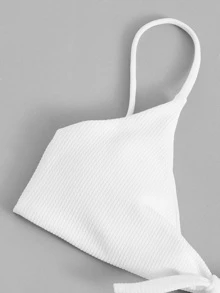 Top de natación tejido con nudo delantero - Blanco - Ver 5