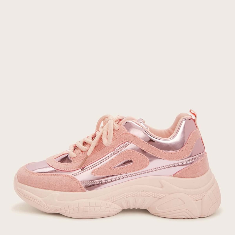 

Lace-up Front Chunky Sole Trainers, Pink