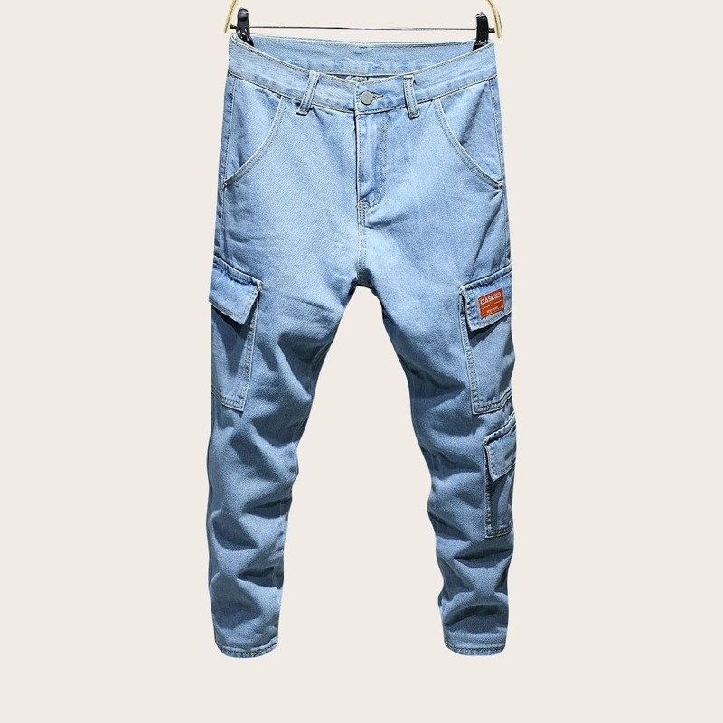 

Guys Pocket Side Patched Jeans, Blue