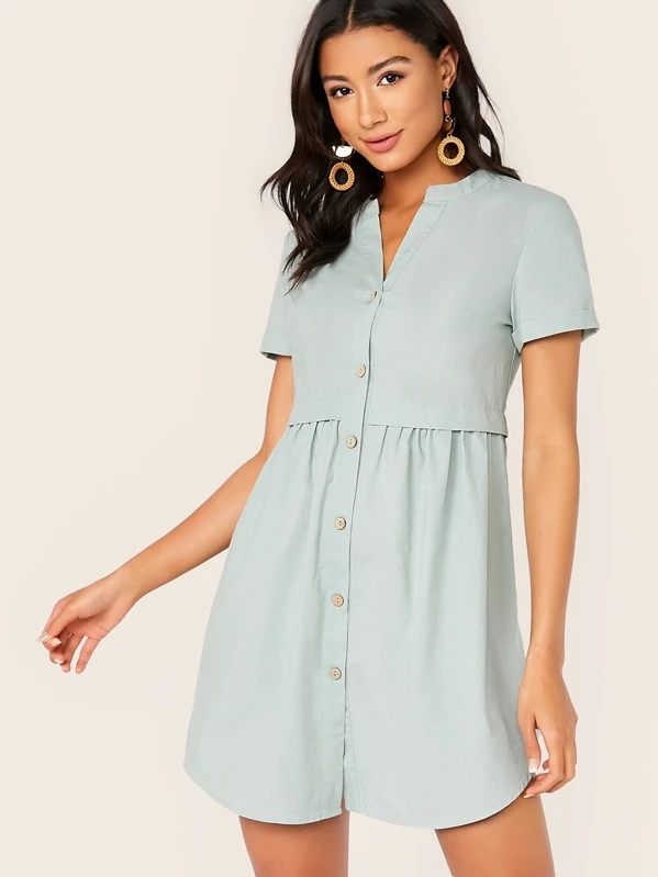 shein button front dress