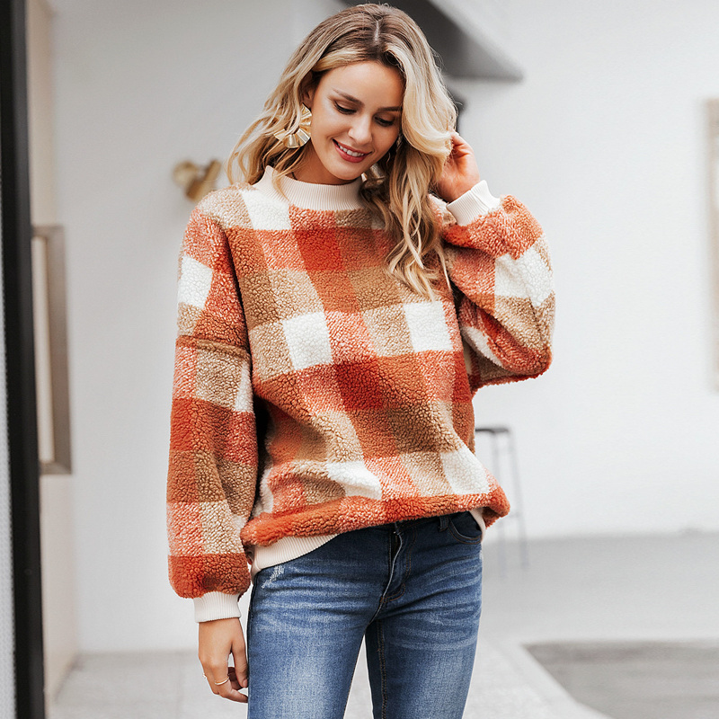 

Simplee Gingham Drop Shoulder Teddy Sweatshirt, Multicolor