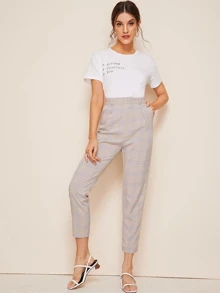 Plaid Pocket Side Trousers - Multicolor - View 3