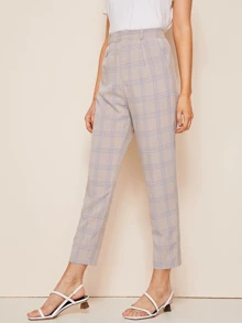Plaid Pocket Side Trousers - Multicolor - View 5