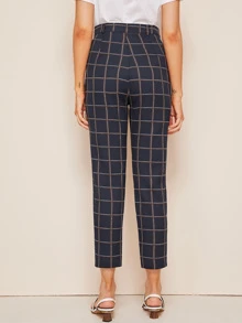 Plaid Pocket Side Trousers - Black - View 2