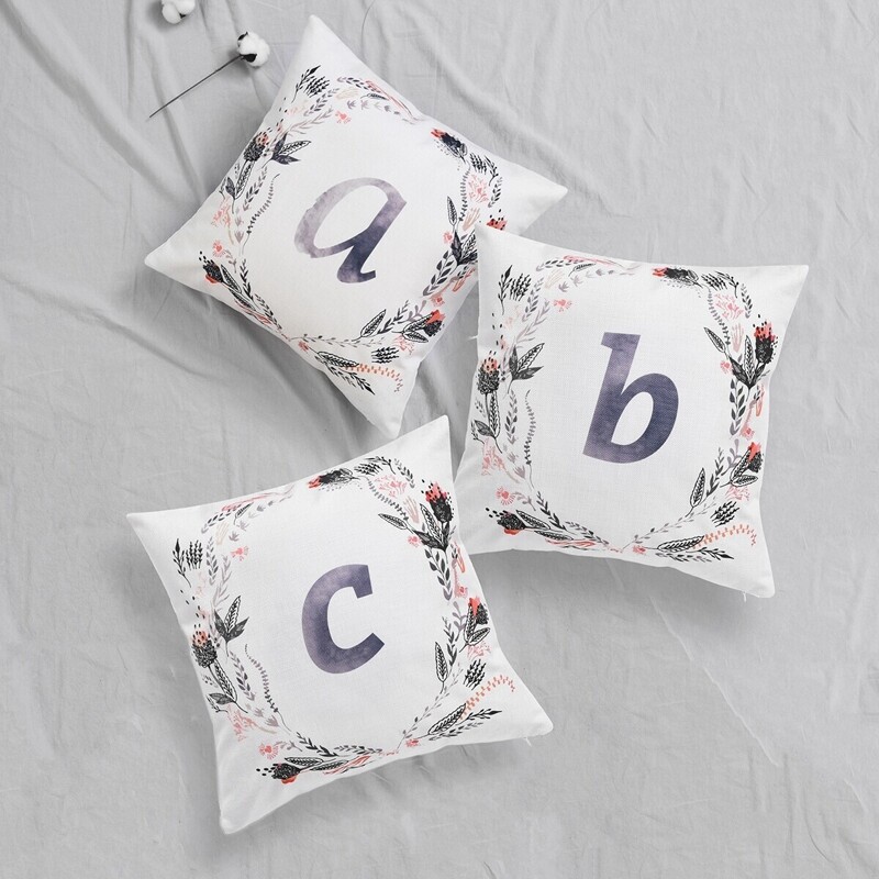 

Letter & Floral Print Cushion Cover 1pc, Multicolor