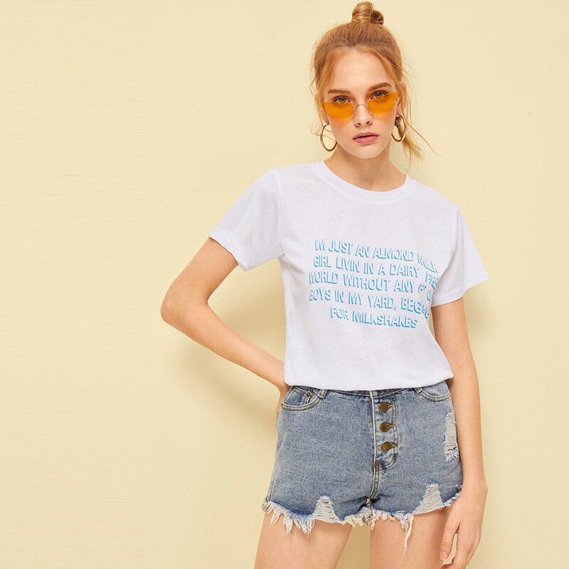 

Slogan Print Tee, White