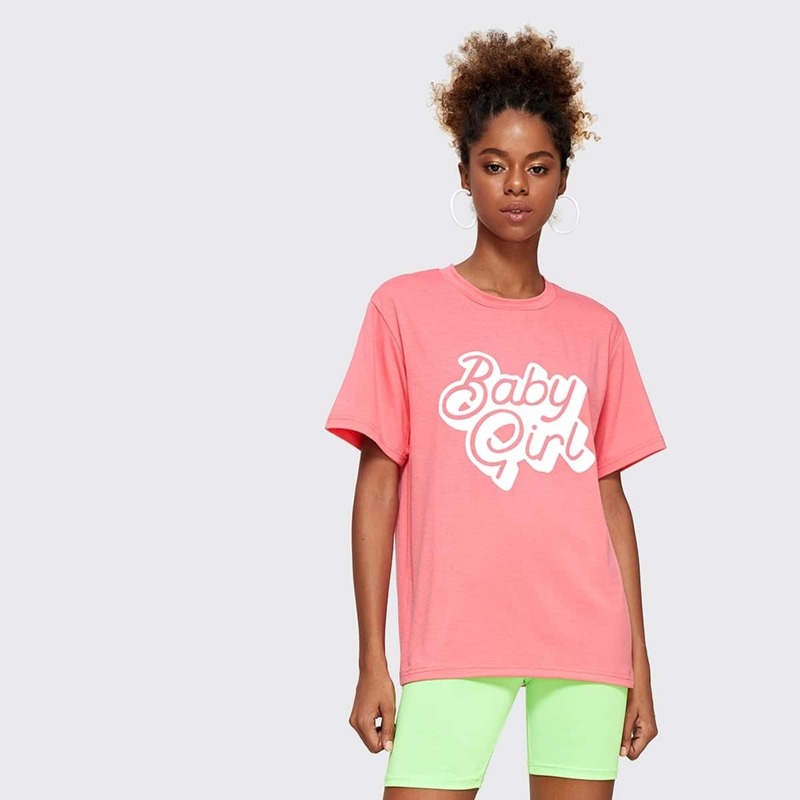 

Letter Print Tee, Pink