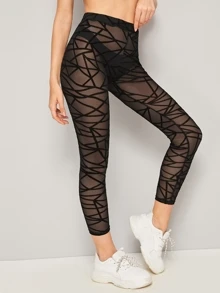 SHEIN LUNE Geo Mesh Leggings Without Panties