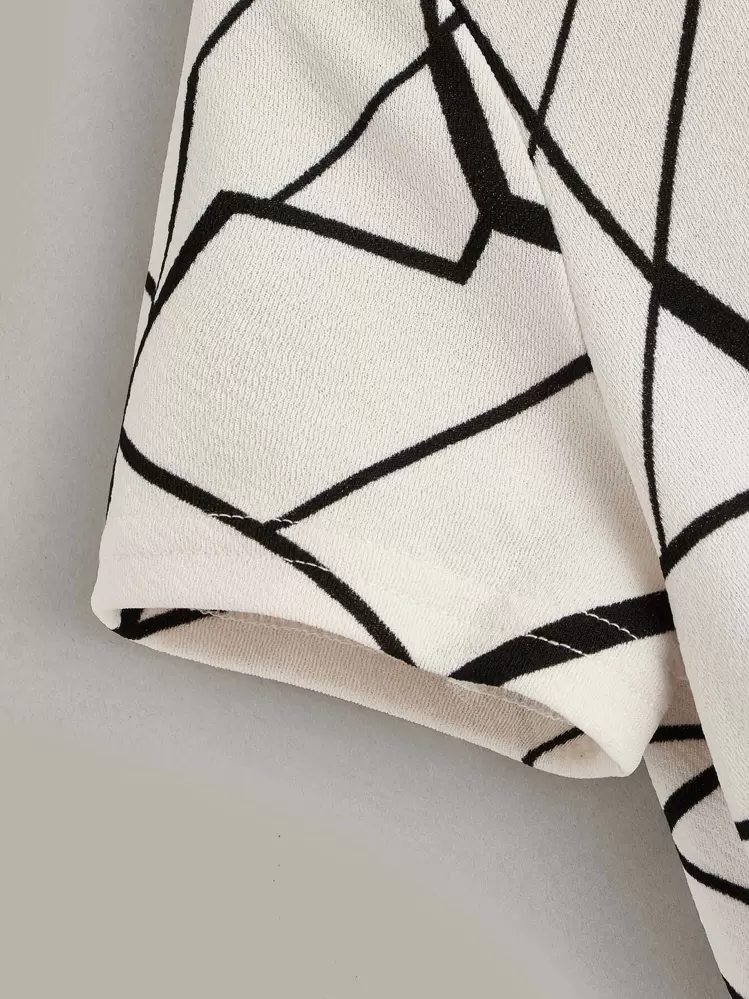 SHEIN לבן פיתול גיאומטרי קז'ואל חולצות לבנות - לבן - ראה 3