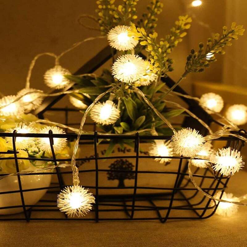 

10pcs Dandelion Shaped Bulb String Light, Yellow