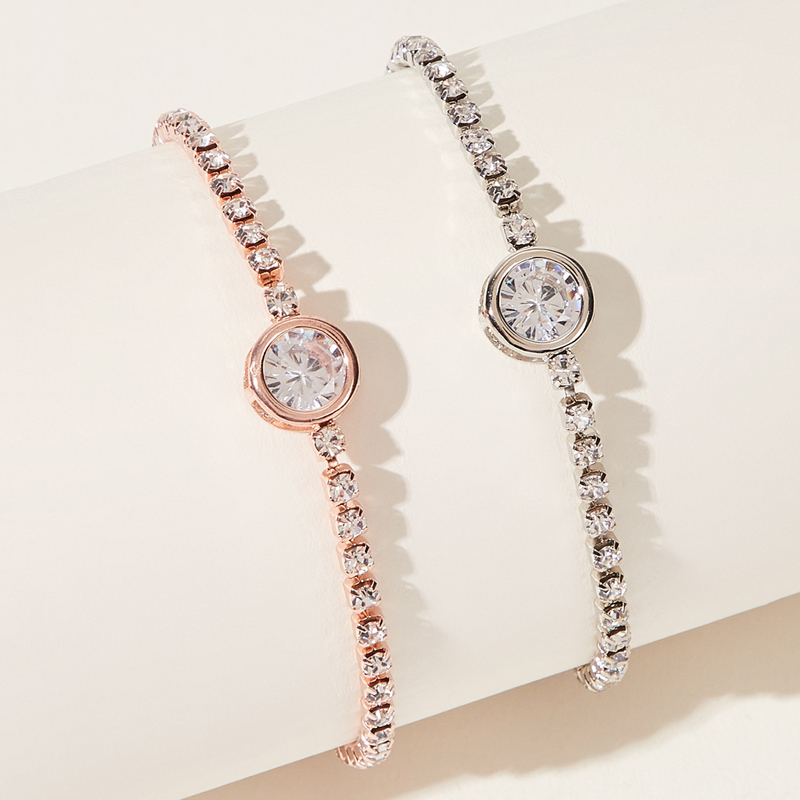 

Rhinestone Decor Design Bracelet 2pcs, Multicolor