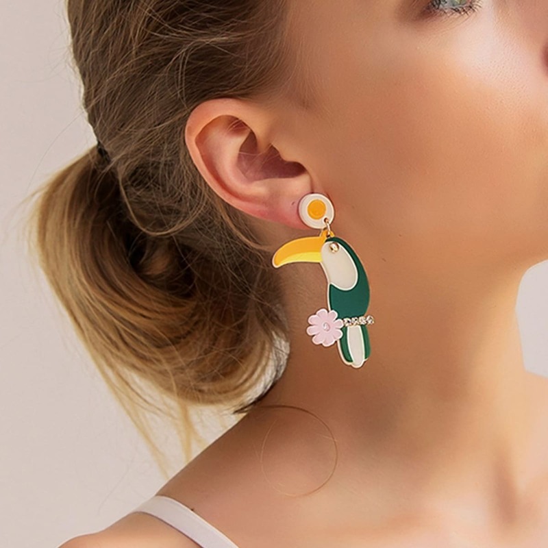 

Parrot Drop Earrings 1pair, Multicolor