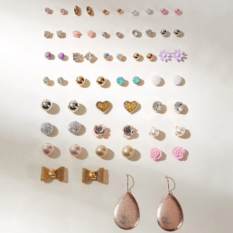 

Bow Tie & Heart Shaped Earrings 30pairs, Multicolor