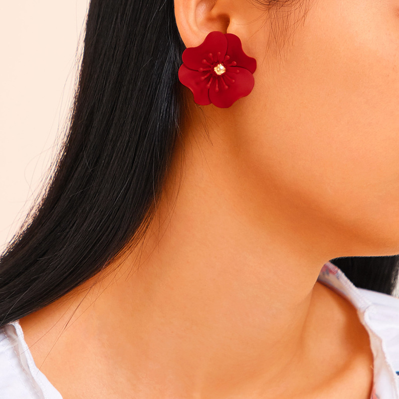 

Flower Shaped Stud Earrings 1pair, Red