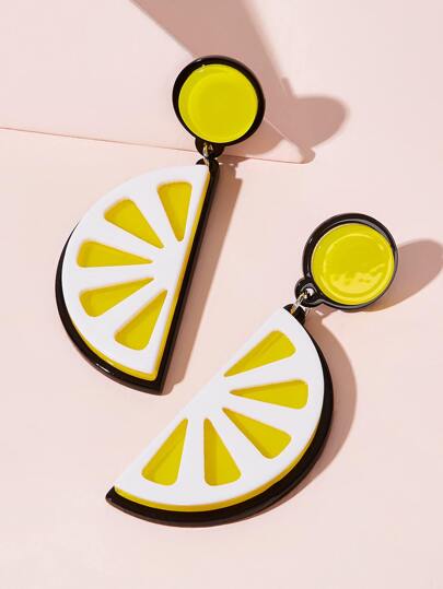 Pendientes largos con limón de color block 1 par | ROMWE Reloj Amarillo Lemon Comprá Ahora | Dafiti Argentina