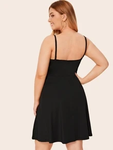 Đầm Plus Size màu trơn màu đen Casual - màu đen - Xem 2