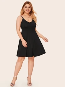 Đầm Plus Size màu trơn màu đen Casual - màu đen - Xem 3