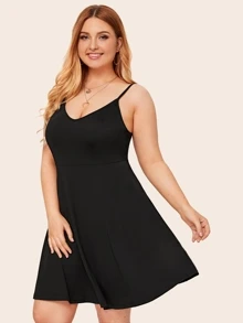 Đầm Plus Size màu trơn màu đen Casual - màu đen - Xem 5