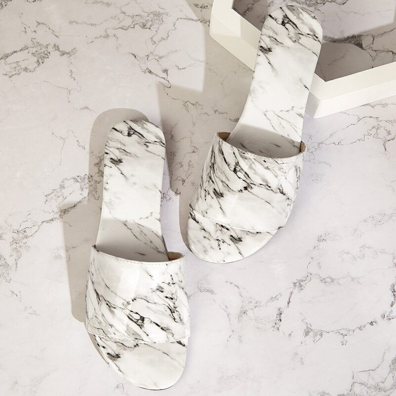 

Marble Print Flat Sliders, Multicolor