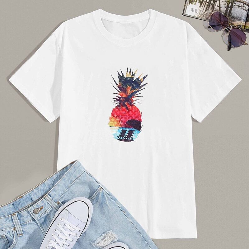 

Guys Pineapple Print Short Sleeve Tee, White
