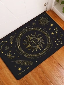 Alfombra de piso bronceada con estampado de sol y luna - Multicolor - Ver 6