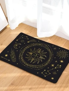 Alfombra de piso bronceada con estampado de sol y luna - Multicolor - Ver 4