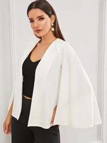 SHEIN Solid Cape Blazer - White - View 4