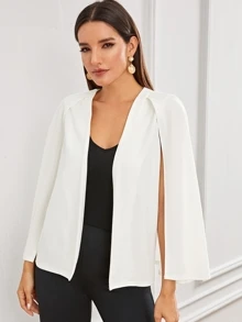 SHEIN Solid Cape Blazer - White - View 1