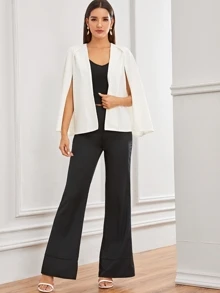 SHEIN Solid Cape Blazer - White - View 3