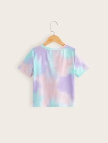 SHEIN 女孩紮染扭結下擺T恤 - 彩色 - 查看 2