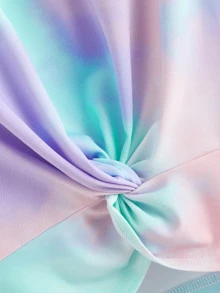 SHEIN 女孩紮染扭結下擺T恤 - 彩色 - 查看 3