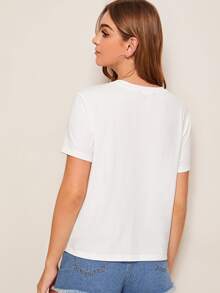 SHEIN Áo thun Plants trắng Casual - trắng - Xem 3