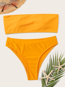 Removable Strap Bandeau Bikini Set