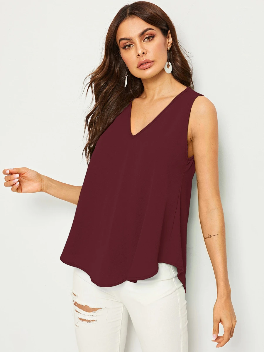 SHEIN Essnce Top escote V - Burdeos - Ver 1