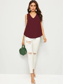 SHEIN Essnce Top escote V - Burdeos - Ver 3