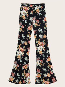 Allover Floral Print Flare Pants